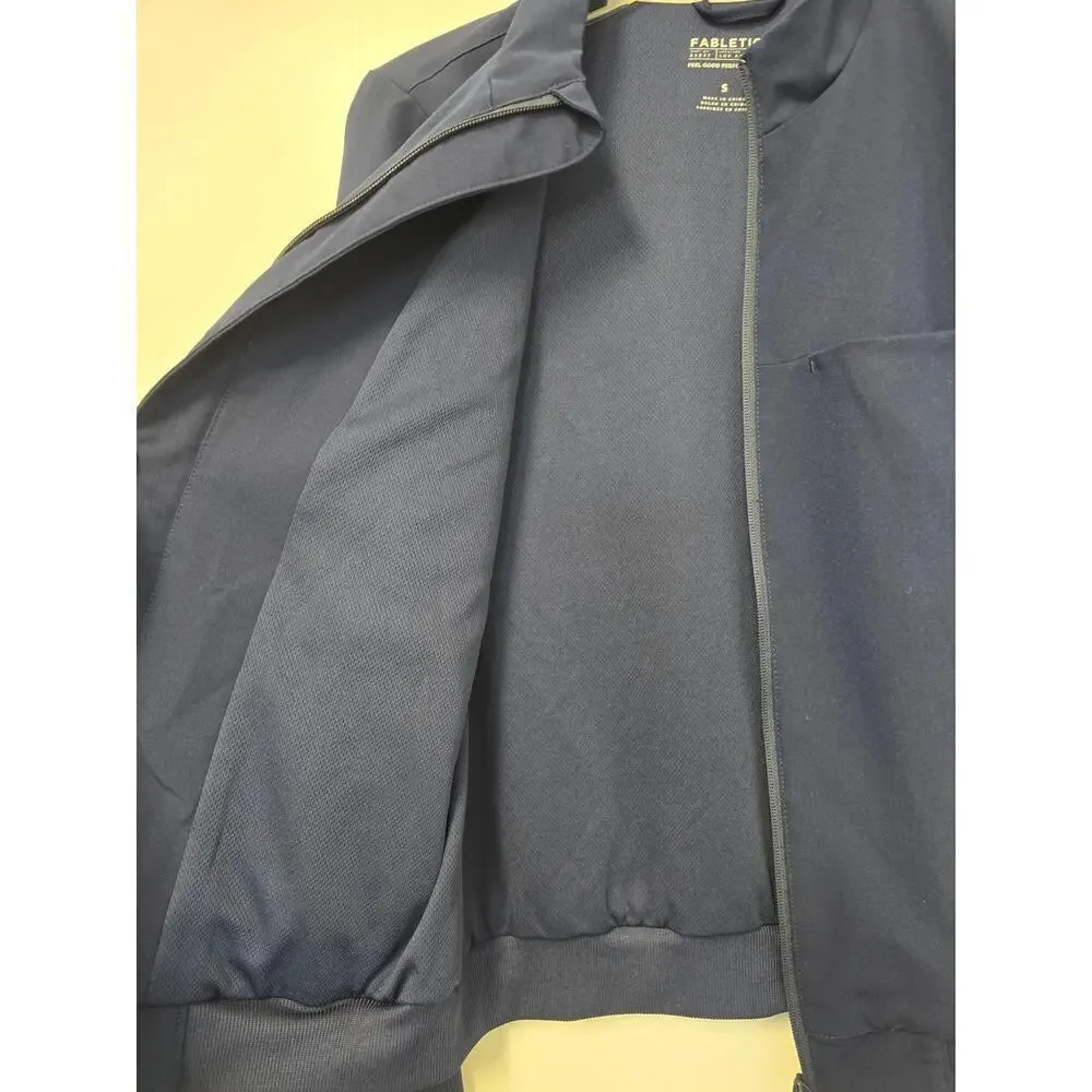 Fabletics Mens The Don Everyday Bomber Size Small Navy Lined Rain Resistant
